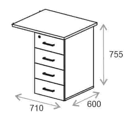 Тумба приставная Everprof EVO Арт.254т2203 с топом (710х600×755)