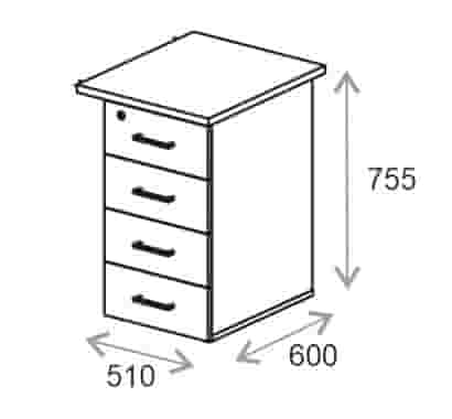 Тумба приставная Everprof EVO Арт.254т1203 с топом (510х600×755)