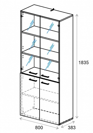 Шкаф комбинированный со стеклом Everprof EVO Арт.254Н004 (800х383×1835) Шкаф комбинированный со стеклом Everprof EVO Арт.254Н004 (800х383×1835)