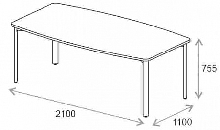 Стол переговорный Everprof EVO (2100х1100×755) Арт.254S023